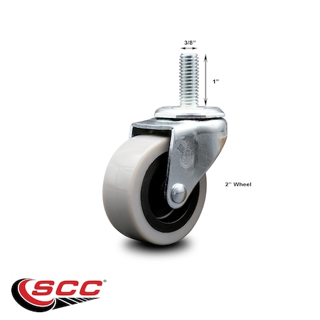 Service Caster 2 Inch Polyurethane Wheel 3/8 Inch Threaded Stem Caster SCC-TS05S210-TPUS-381610